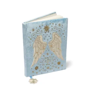 Notitieboek fluweel blauw met engelenvleugels