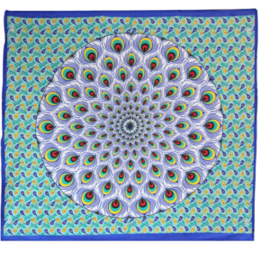 Grand Foulard 502 mandala pauwveren blauw & groen